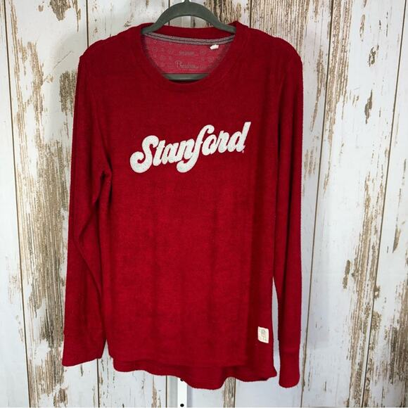 Pressbox Tops - Pressbox, Stanford Red Terrycloth Long sleeve shirt. Size Medium. Good used cond